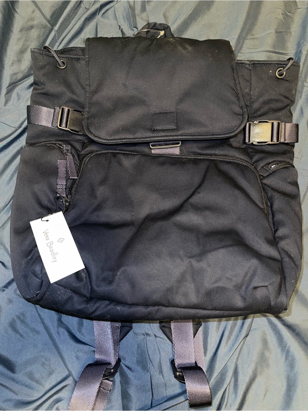 Vera Bradley Women’s Classic Navy Backpack with Front Zip Pocket
